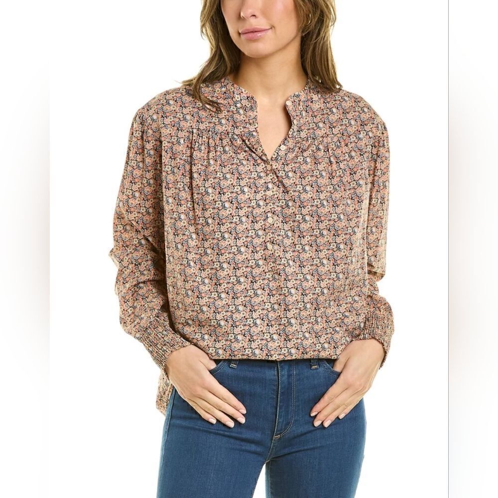 Ba&sh Floral Cotton-Poplin Long Sleeve Shirt M Whimsigoth Cottagecore Fairycore